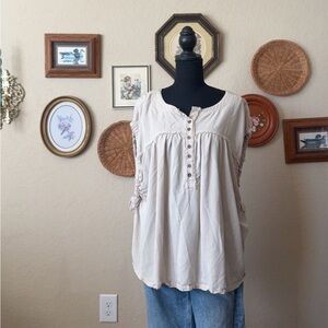 Chic Beige Button-Front Blouse